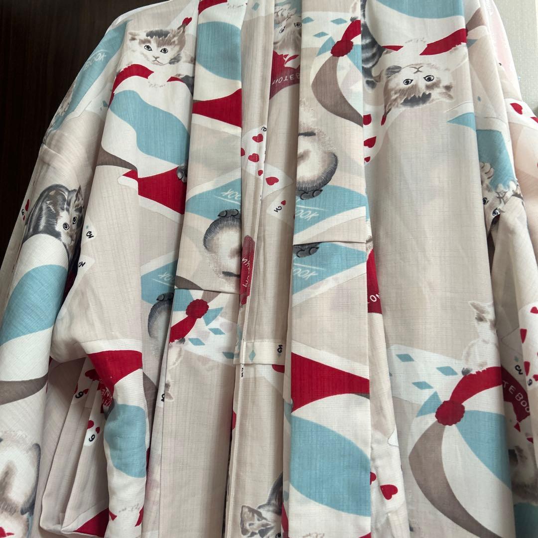 ふりふ猫柄浴衣・帯セット