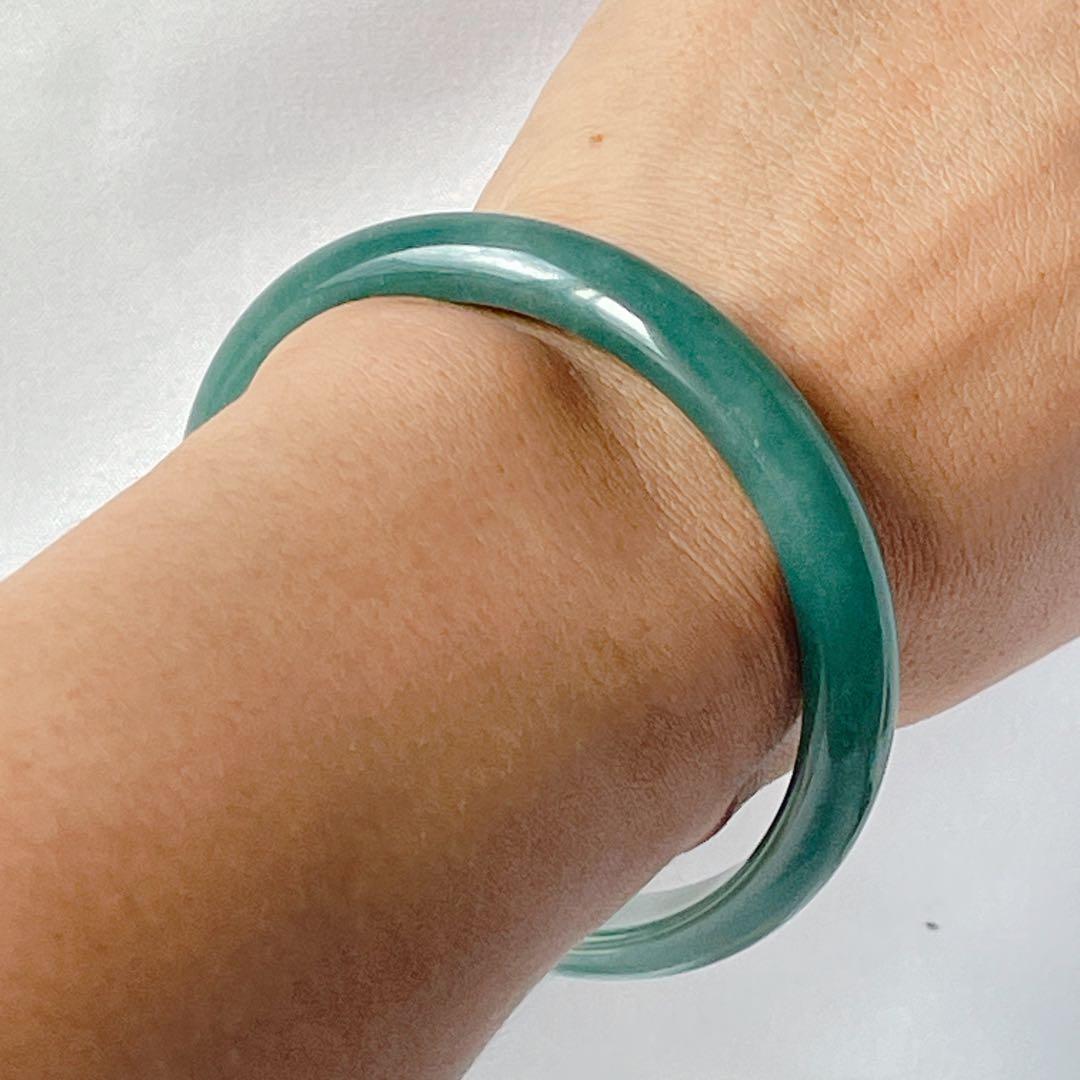 【新入荷】本翡翠保証‼️天然翡翠　藍水バングル　内径約60.7mm 鑑定書付