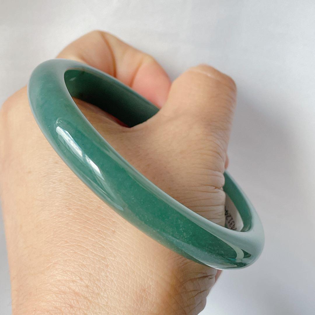【新入荷】本翡翠保証‼️天然翡翠　藍水バングル　内径約60.7mm 鑑定書付
