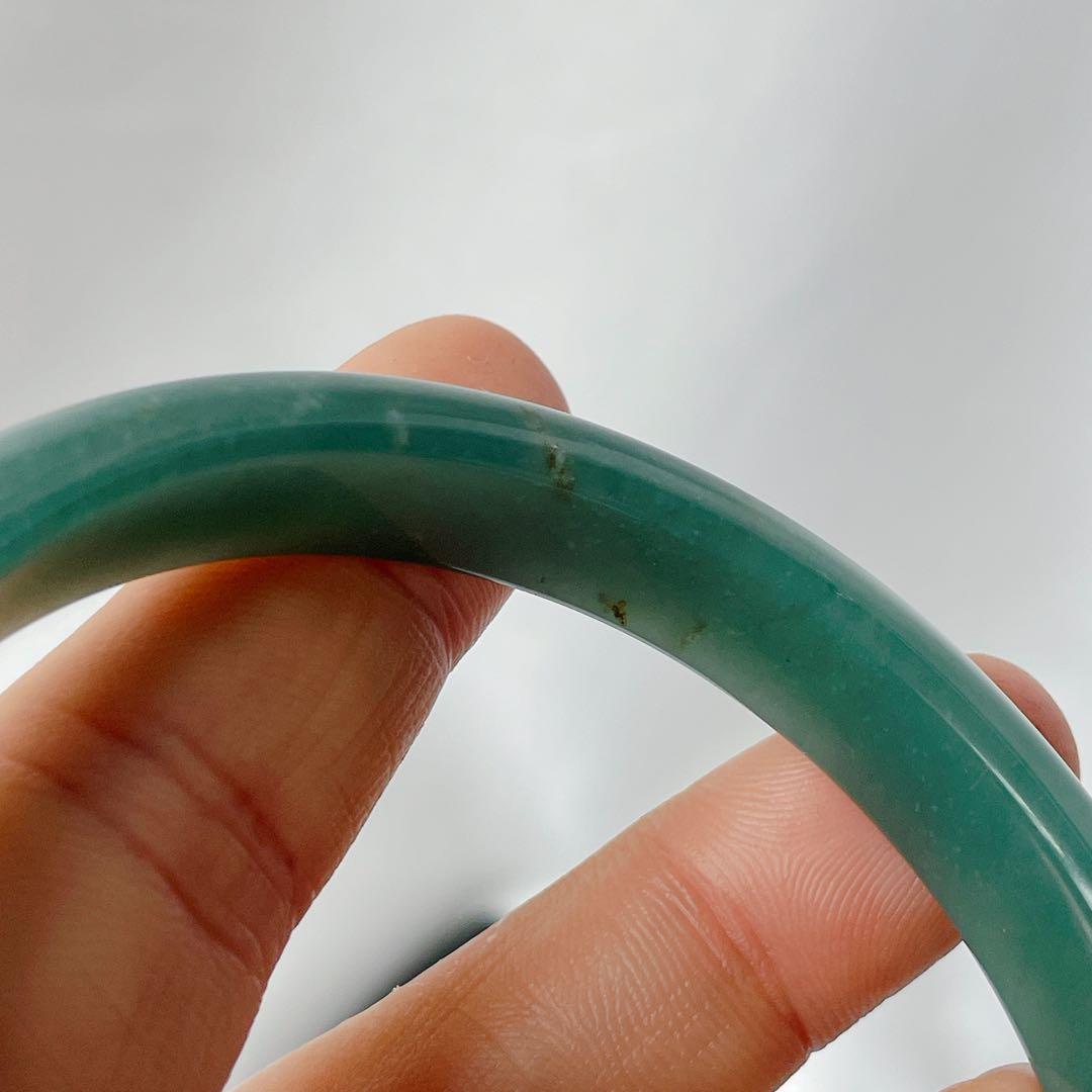 【新入荷】本翡翠保証‼️天然翡翠　藍水バングル　内径約60.7mm 鑑定書付