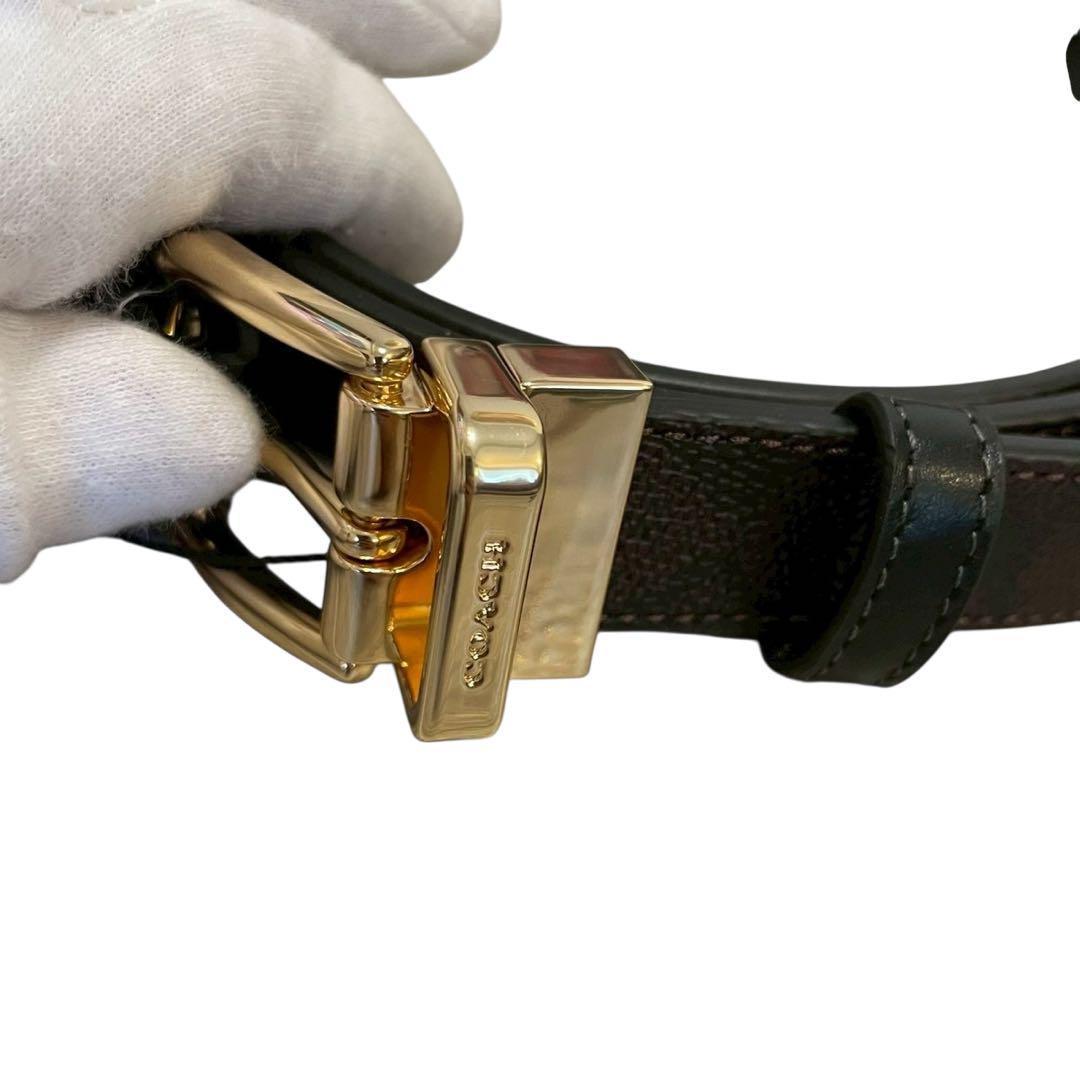 【新品】COACH コーチ リバーシブルベルト ハーネスバックル 茶×黒