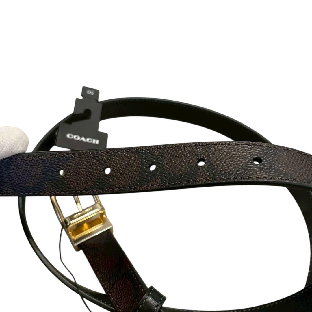 【新品】COACH コーチ リバーシブルベルト ハーネスバックル 茶×黒