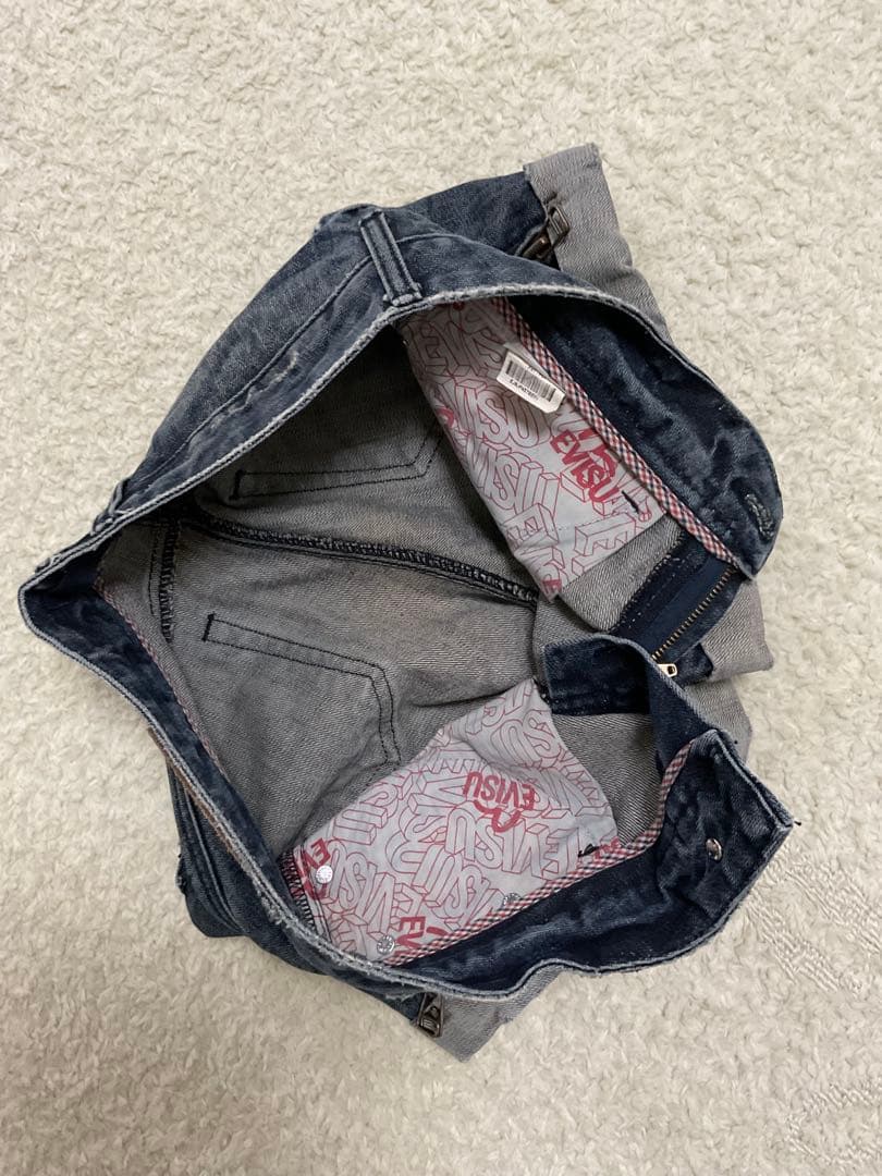 デニムショートパンツ ダークブルー ロゴ刺繍付き