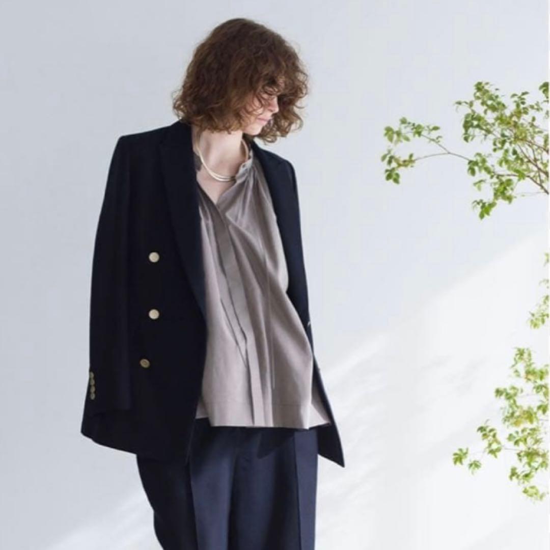 【美品 エブール ライトドライウール 6釦ダブルジャケット 近年モデル 金ボタン