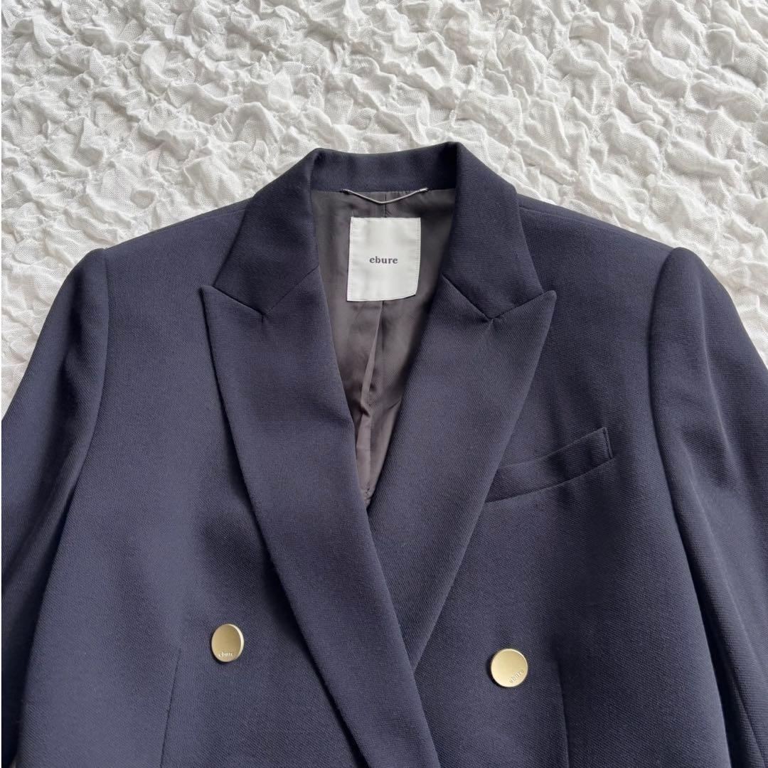 【美品 エブール ライトドライウール 6釦ダブルジャケット 近年モデル 金ボタン