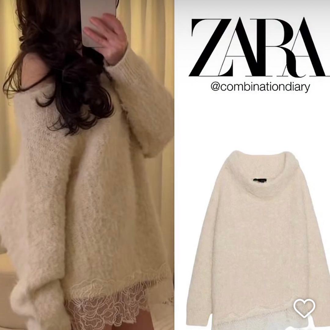 ZARA タグ付き　レースコンビニットセーター　S