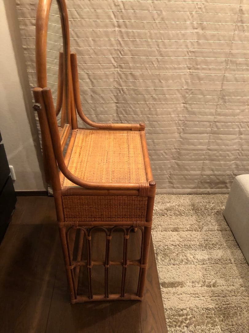 ラタン製ドレッサー・鏡台 スツール付き（首都圏在住の方のみ）