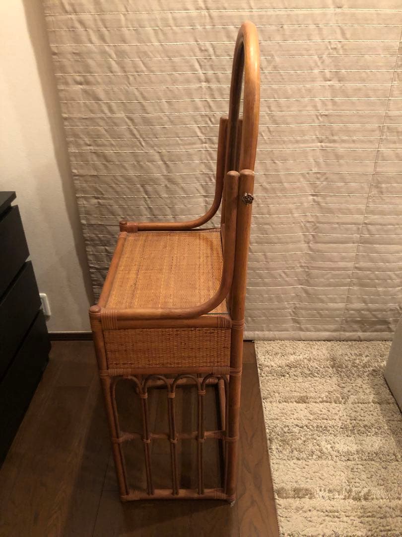 ラタン製ドレッサー・鏡台 スツール付き（首都圏在住の方のみ）