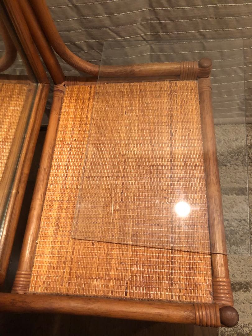 ラタン製ドレッサー・鏡台 スツール付き（首都圏在住の方のみ）