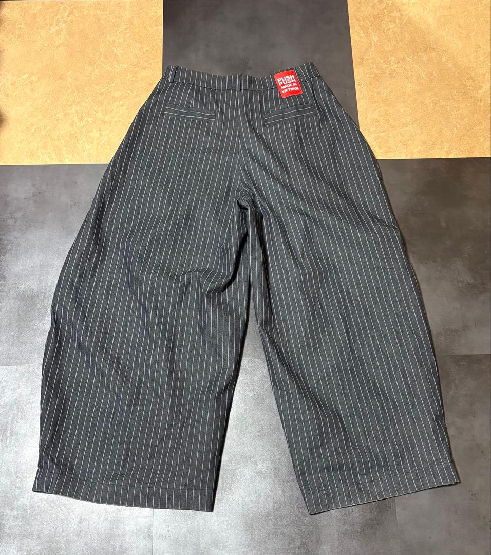 pushpush ワイドストライプスラックス