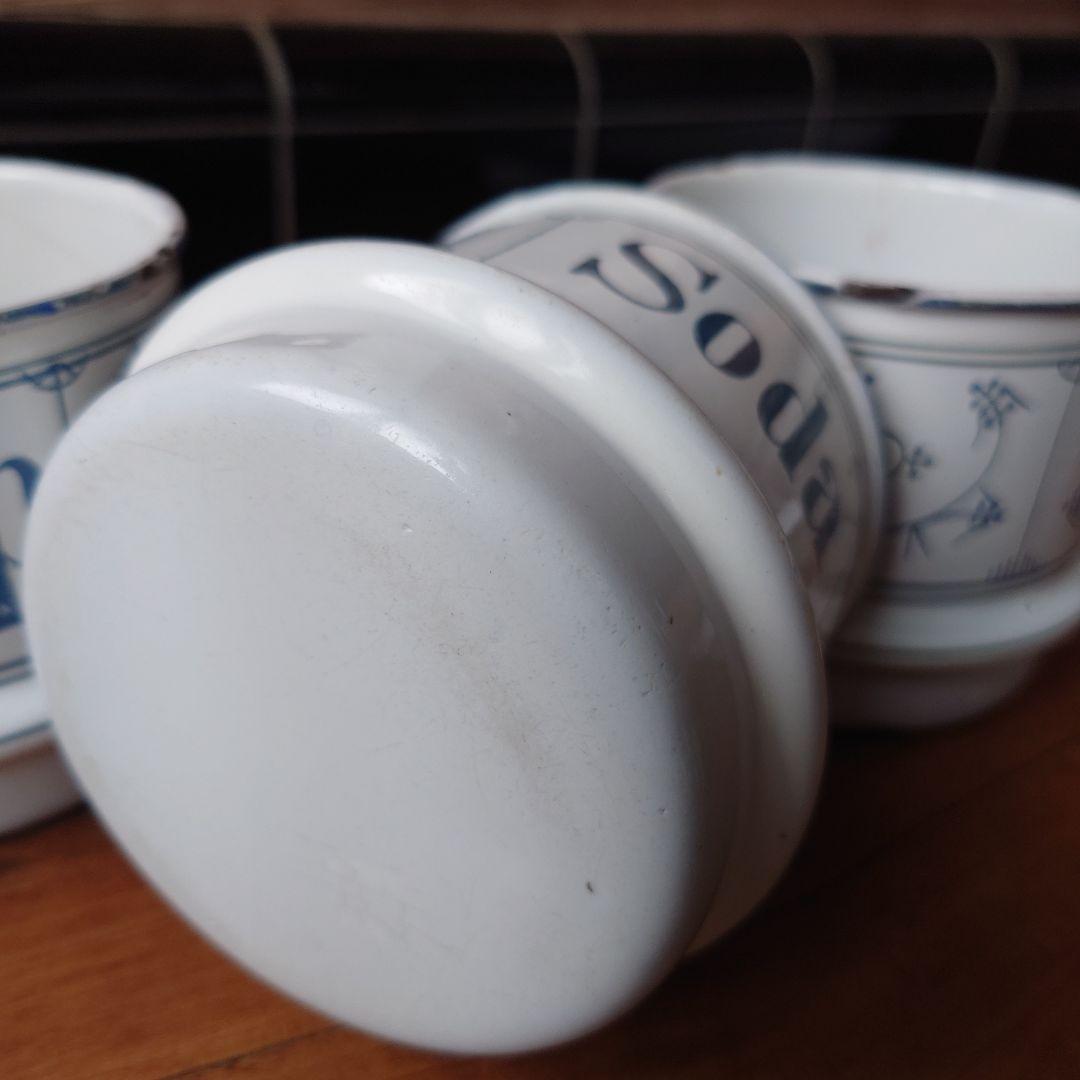 NAVY様 アンティークサボンカップのみ3個 サキソニー柄琺瑯カップ1個