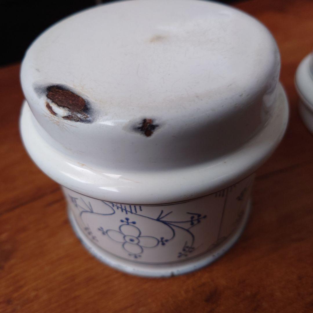 NAVY様 アンティークサボンカップのみ3個 サキソニー柄琺瑯カップ1個