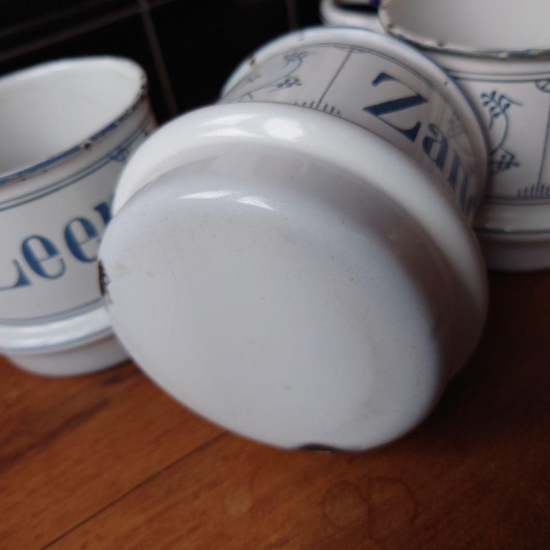 NAVY様 アンティークサボンカップのみ3個 サキソニー柄琺瑯カップ1個