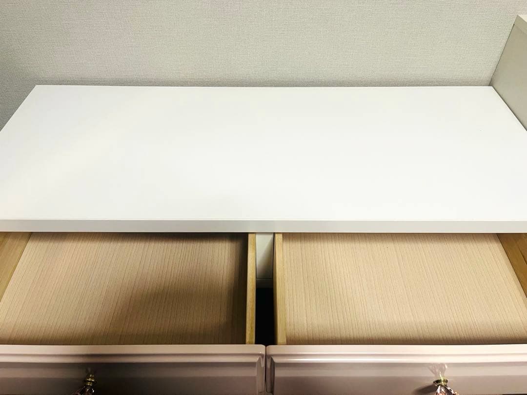 ニトリ ローチェスト 幅100 白 ピンク ハート型取っ手