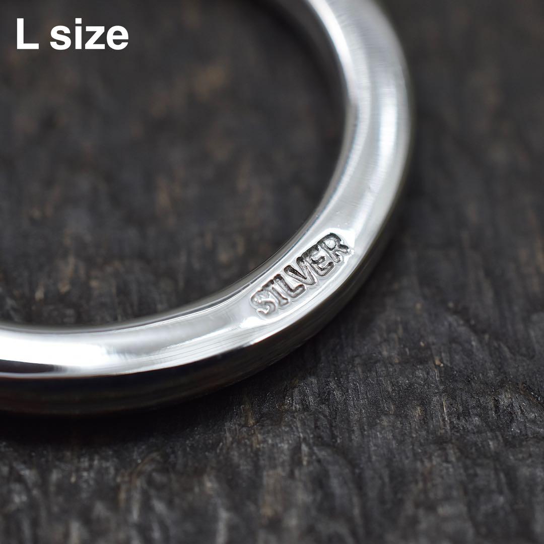 （Lサイズ）シルバー　角平キーリング　キーホルダー　2重リング　丸カン