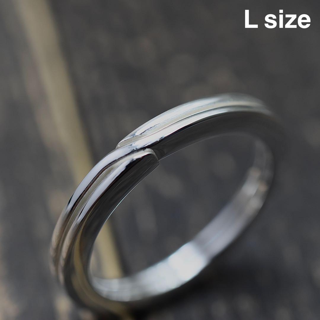 （Lサイズ）シルバー　角平キーリング　キーホルダー　2重リング　丸カン