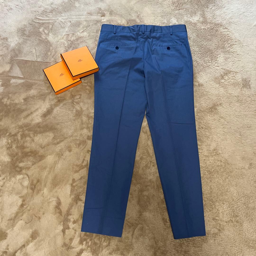新品♡美品♡未使用♡HERMESメンズ青のスラックス