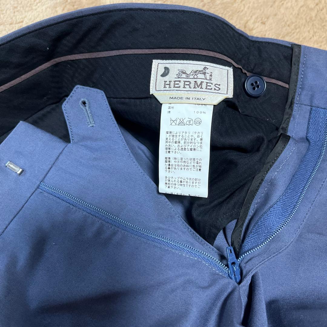 新品♡美品♡未使用♡HERMESメンズ青のスラックス