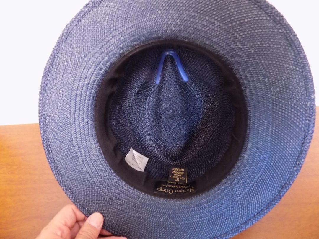 e*6様 オメロオルテガ 高級 パナマハット M ネイビー エクアドル製 時谷堂