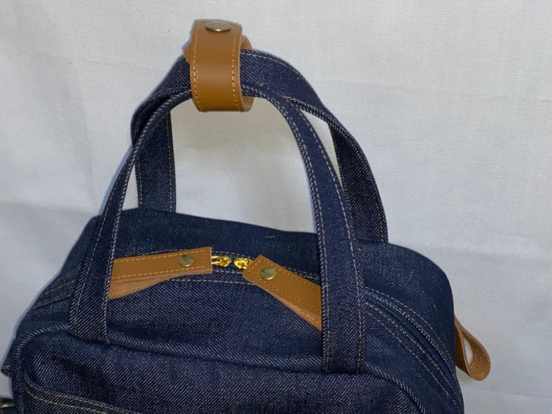 男女兼用☆岡山デニム♪ステンシル☆トラネコ☆Sサイズ☆3wayボストンバッグ