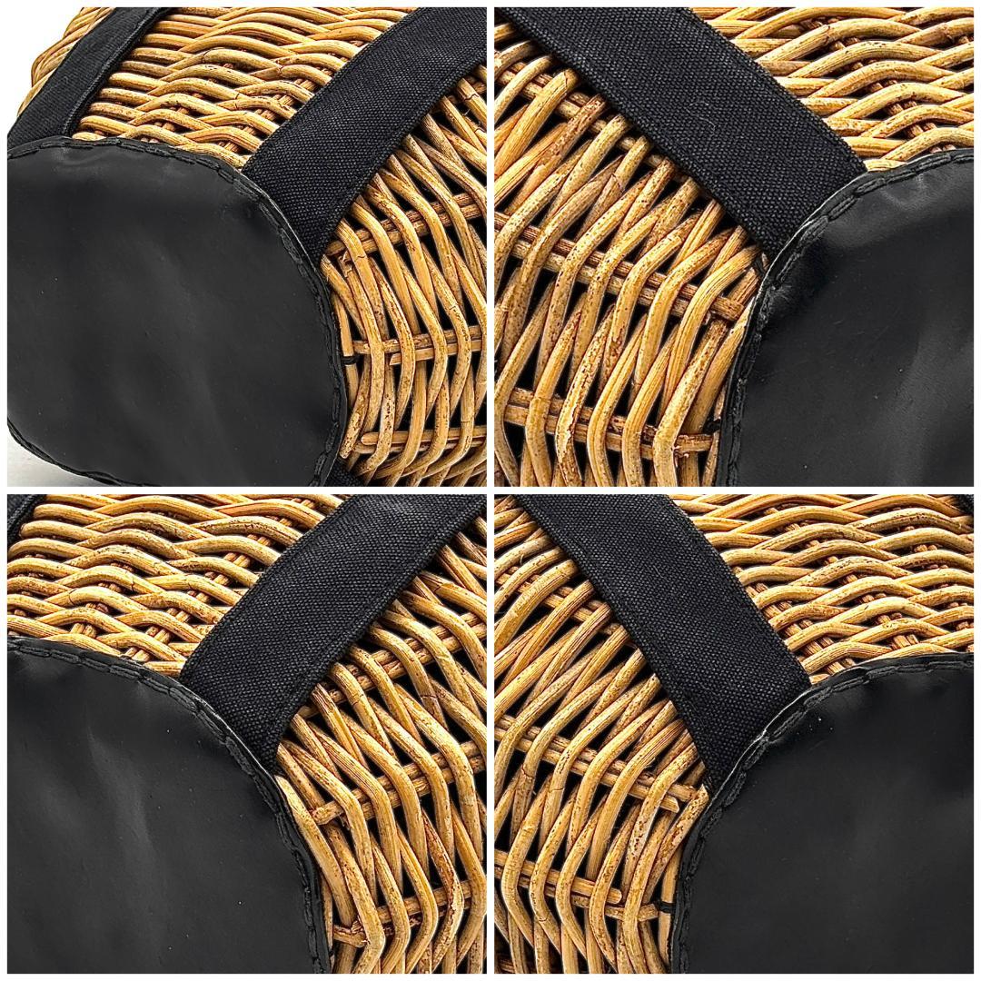 む*♪様 和装に馴染む✨　エバゴス　かごバッグ 扇形 紅籐 防水キャンバス 鏡付