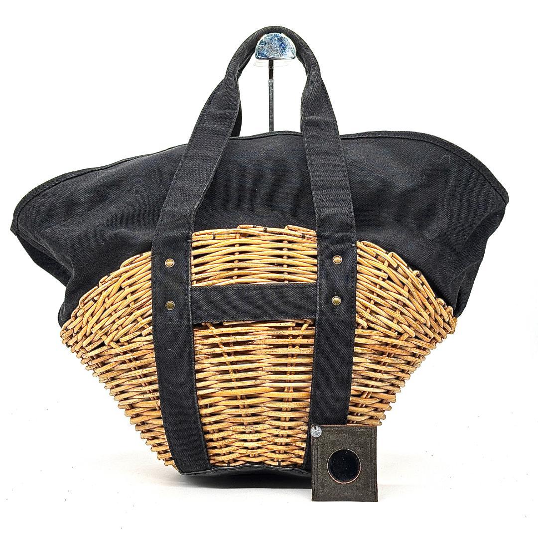 む*♪様 和装に馴染む✨　エバゴス　かごバッグ 扇形 紅籐 防水キャンバス 鏡付