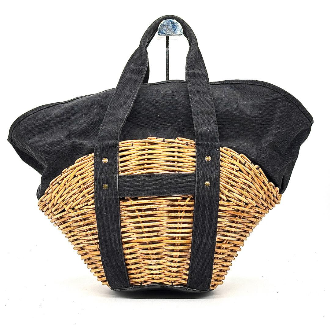 む*♪様 和装に馴染む✨　エバゴス　かごバッグ 扇形 紅籐 防水キャンバス 鏡付