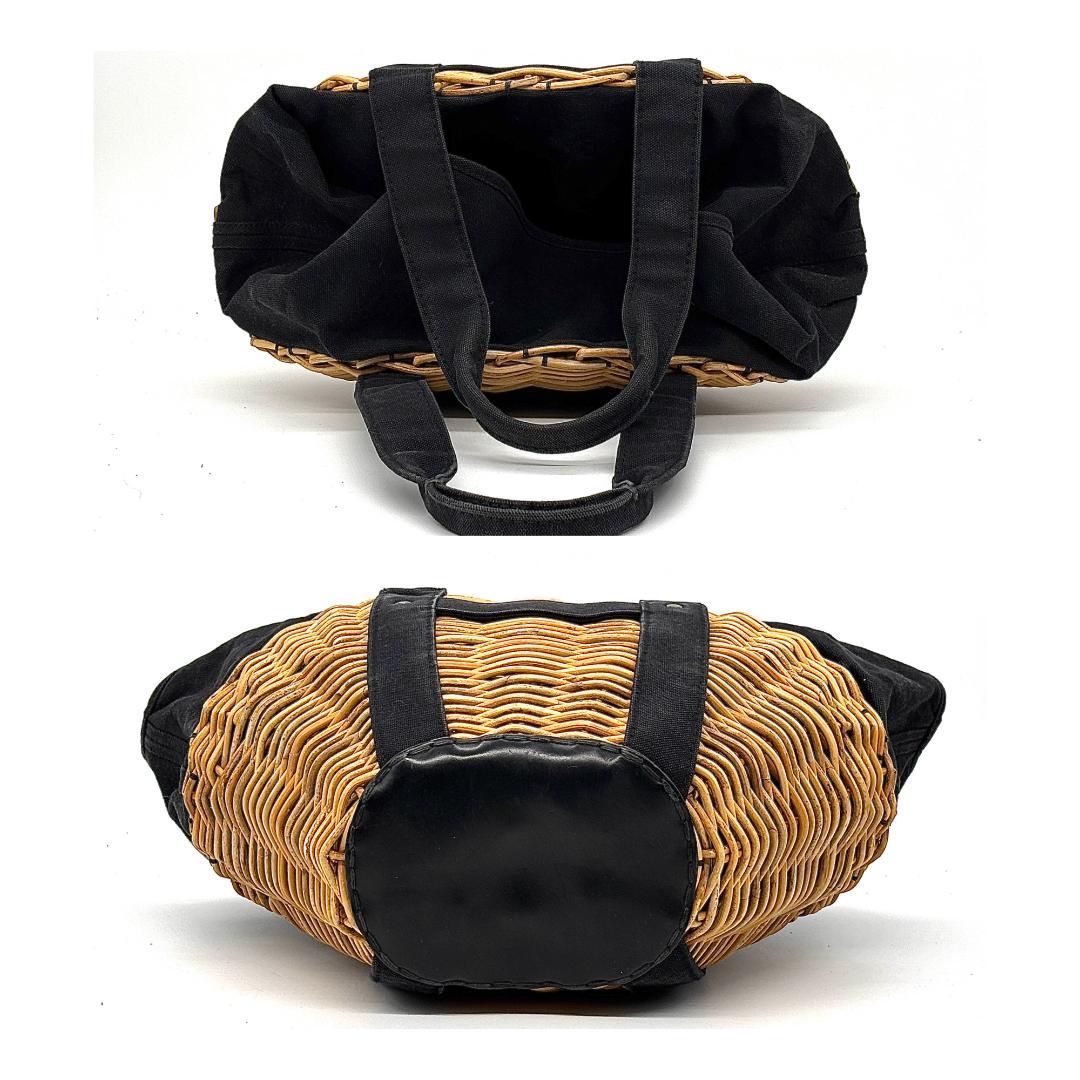 む*♪様 和装に馴染む✨　エバゴス　かごバッグ 扇形 紅籐 防水キャンバス 鏡付