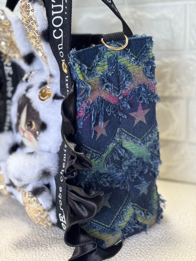 ゆ*ら様 コヤンイサムチョン　ハンドメイド　デニムトートバッグ　ジョーズくん