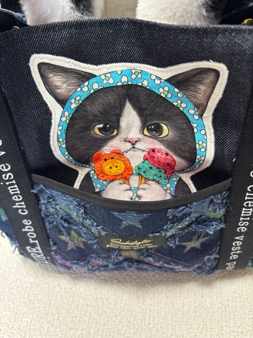 ゆ*ら様 コヤンイサムチョン　ハンドメイド　デニムトートバッグ　ジョーズくん