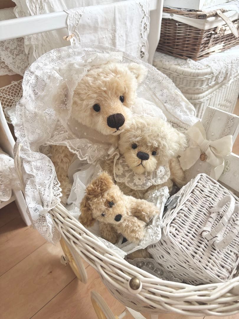 ★希少★ フランス アンティーク ドール用 ベビーカー 乳母車 ラタン アイアン