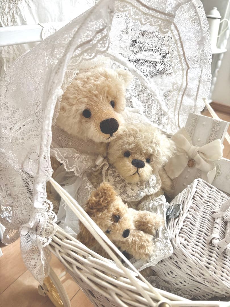 ★希少★ フランス アンティーク ドール用 ベビーカー 乳母車 ラタン アイアン