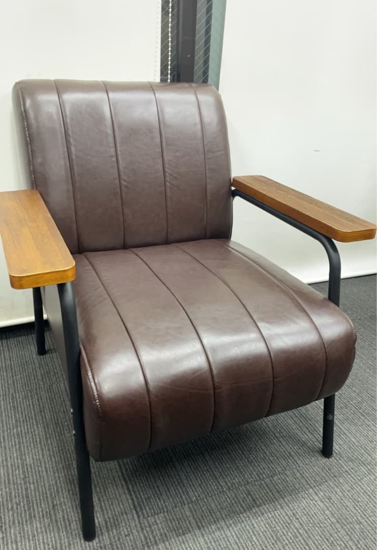 ★中古格安！合成皮革 1人用ソファ (Nシールド ステイン2KD DBR)