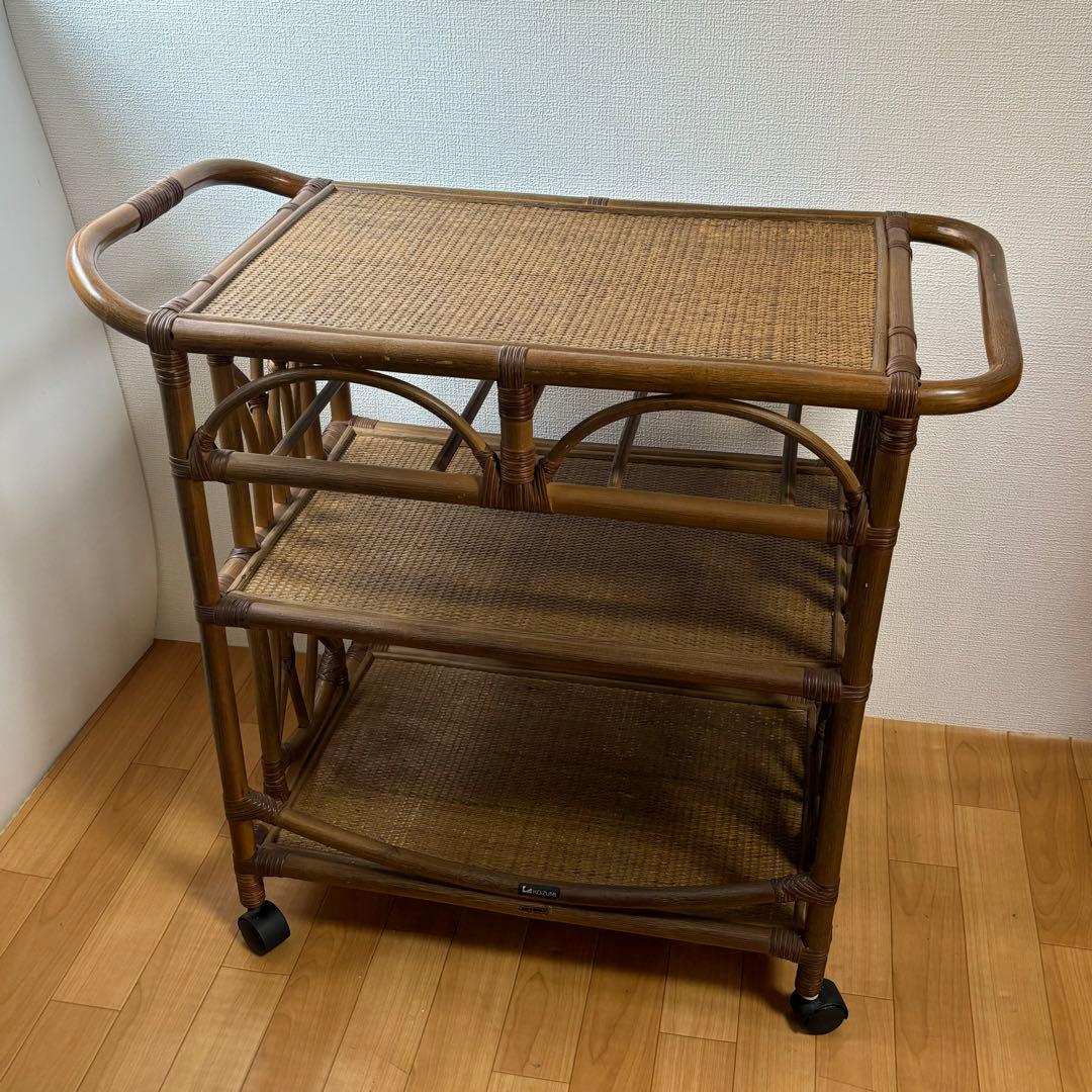 ラタン　引き出し付きワゴン　キャスター付き KOIZUMI キッチンワゴン