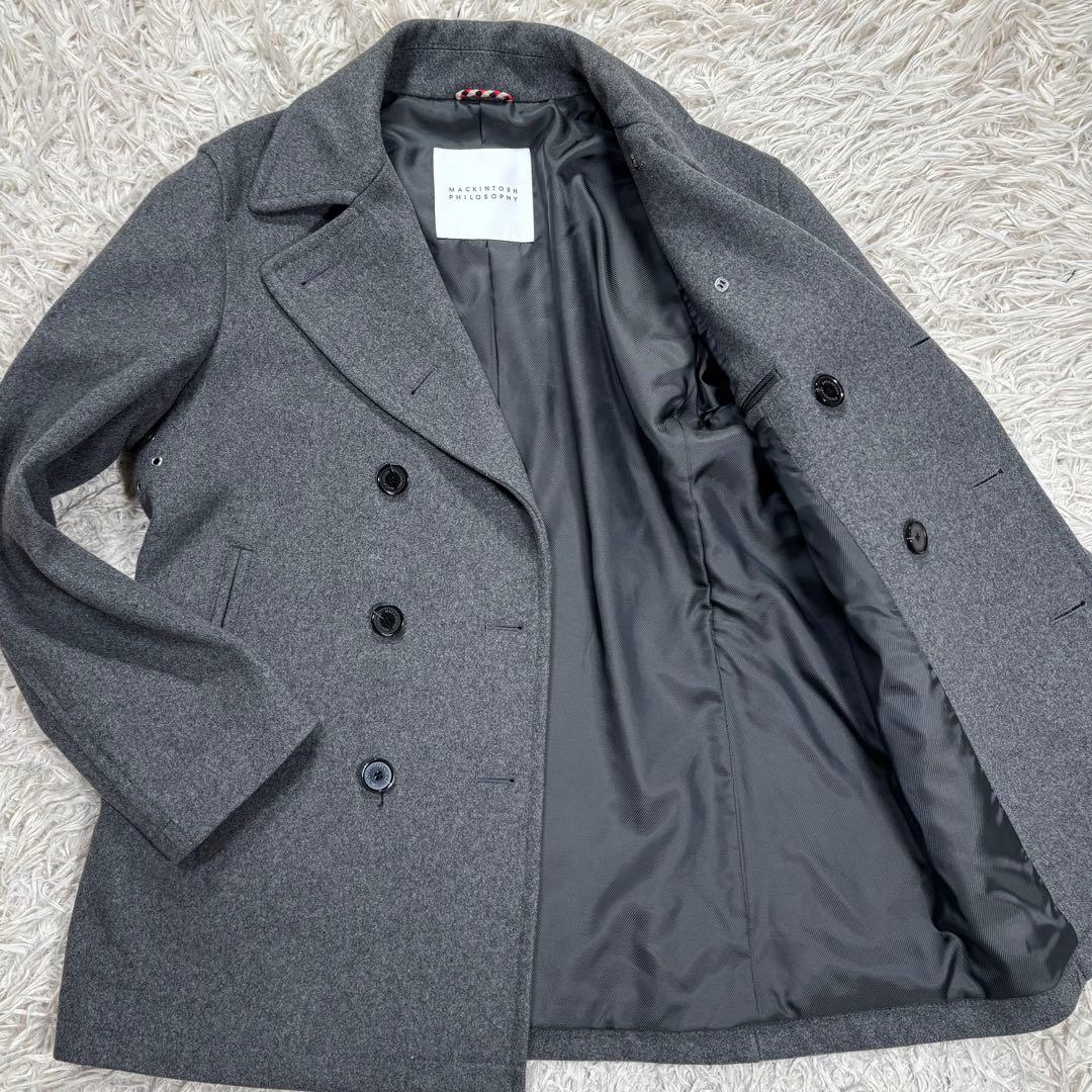 極美品　マッキントッシュフィロソフィー　メルトンウールPコート　グレー　40