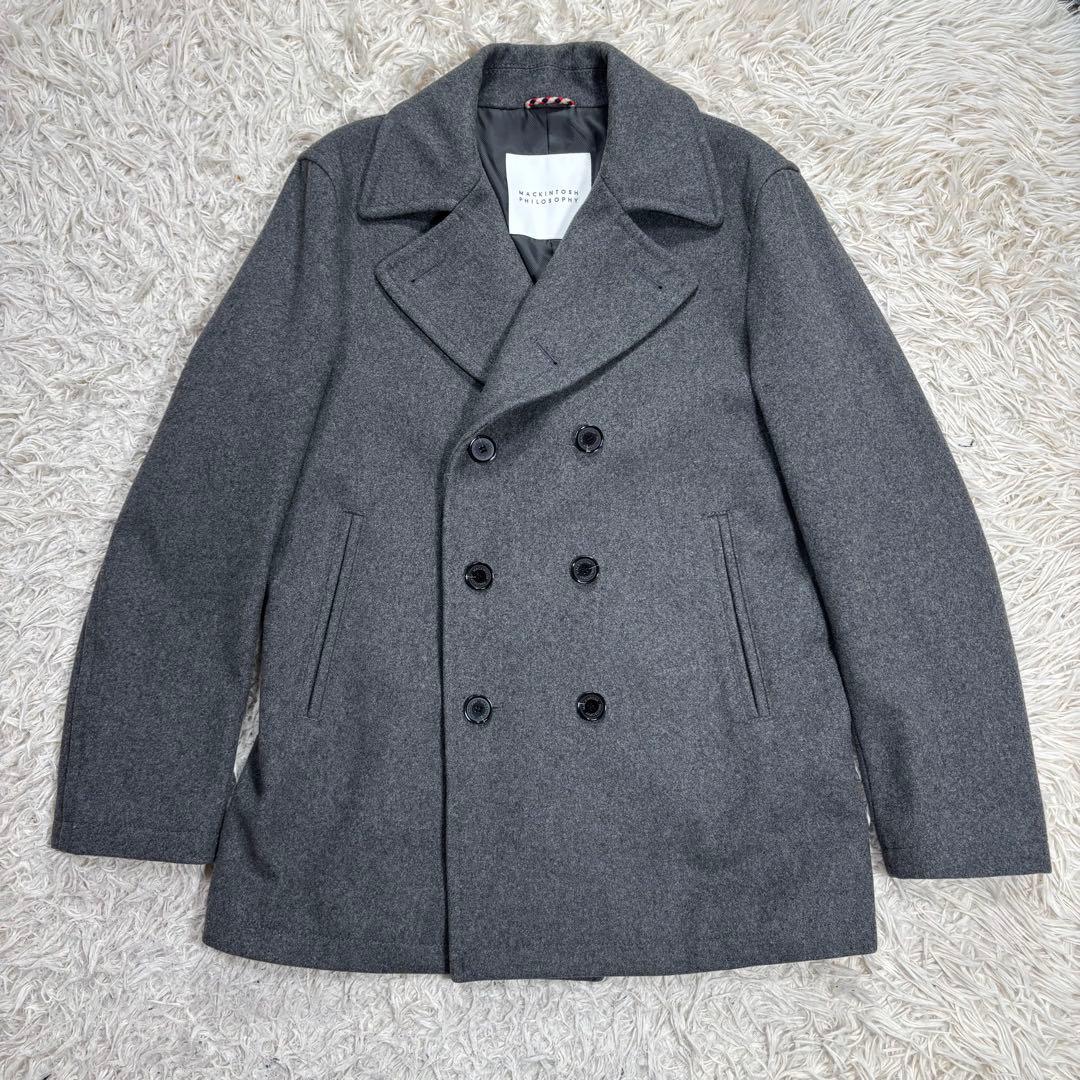 極美品　マッキントッシュフィロソフィー　メルトンウールPコート　グレー　40