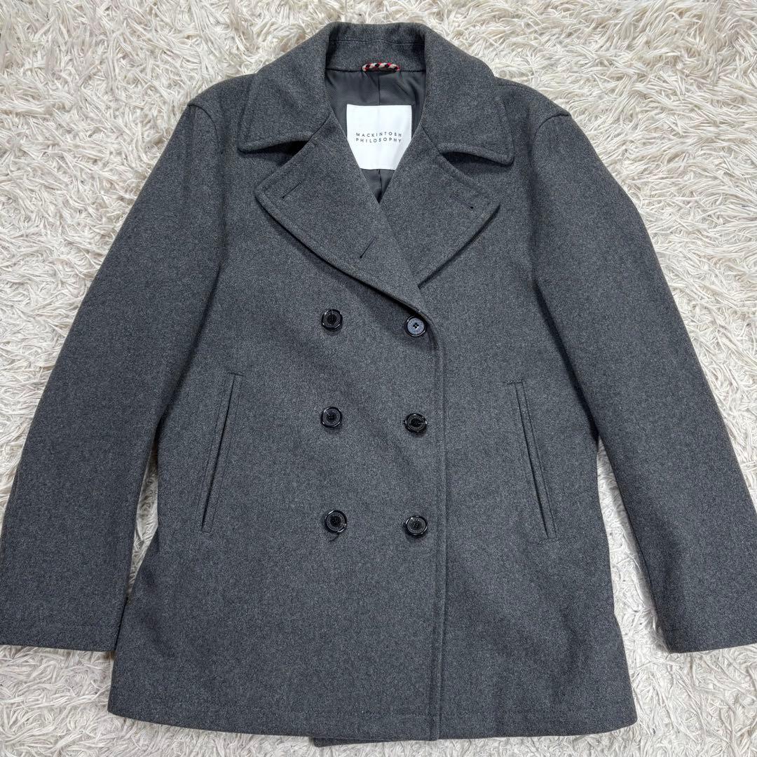 極美品　マッキントッシュフィロソフィー　メルトンウールPコート　グレー　40