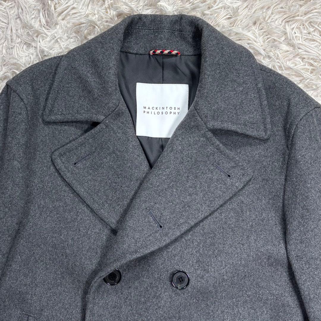 極美品　マッキントッシュフィロソフィー　メルトンウールPコート　グレー　40