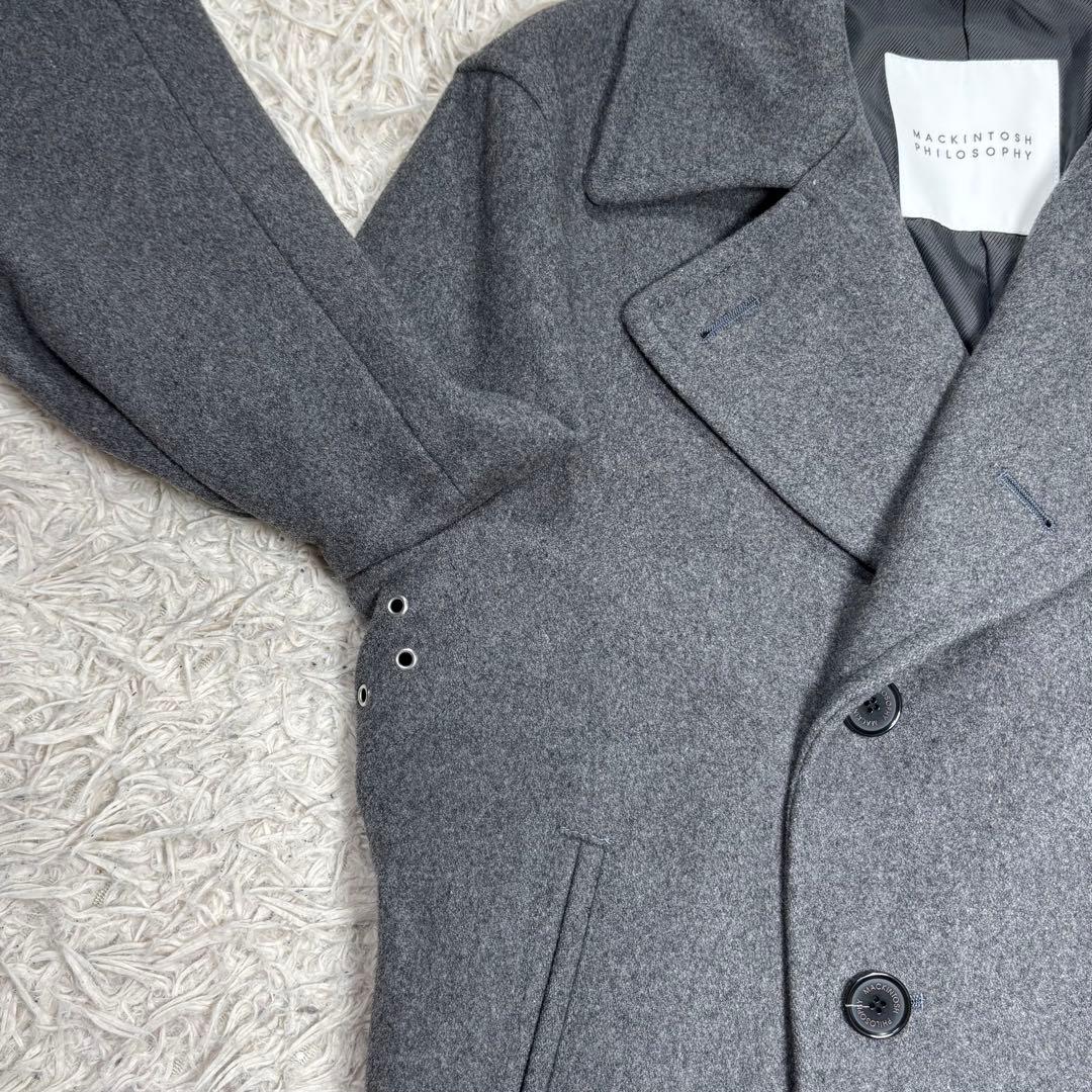 極美品　マッキントッシュフィロソフィー　メルトンウールPコート　グレー　40