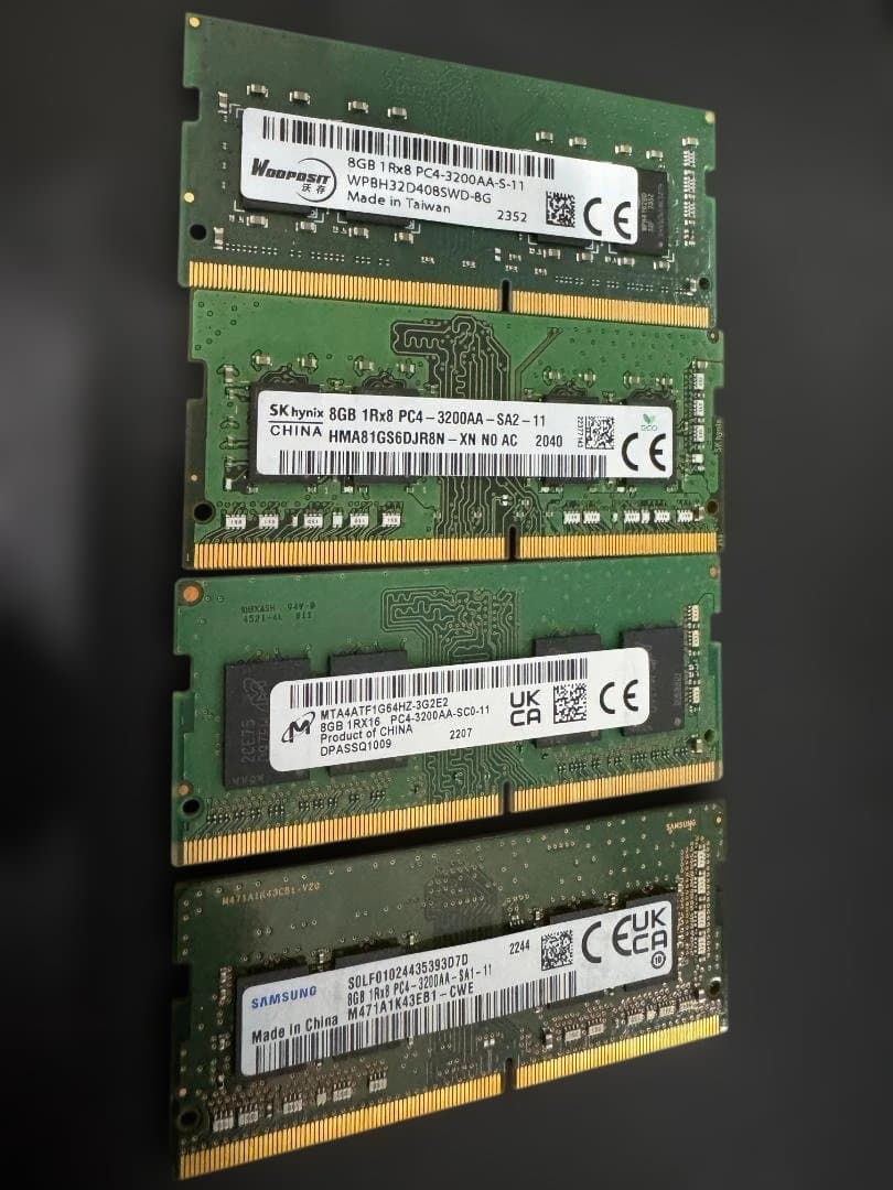 PC4-3200 8GB メモリ 4枚セット／メーカー混在／現状品