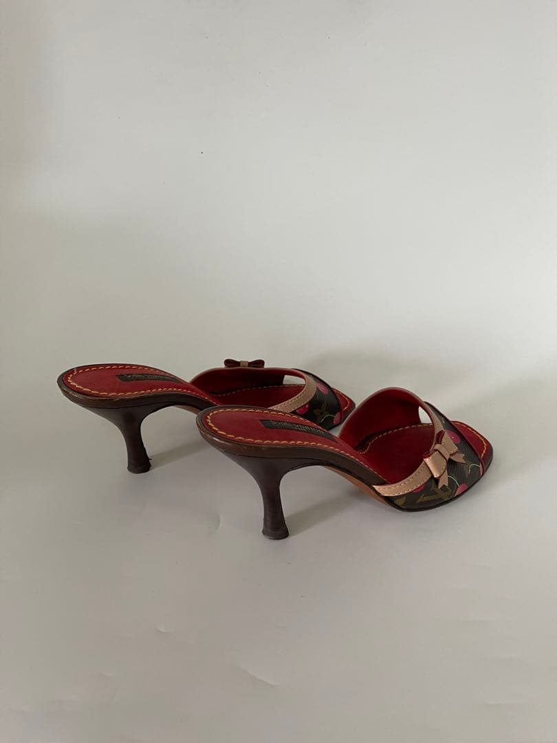正規品 ルイヴィトン 村上隆コラボ チェリー柄 サンダル ミュール ヒール