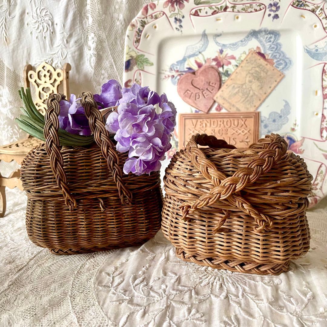 【訳あり】ドールパニエ　フランスアンティーク 人形用 ミニ プチ カゴ 籠 かご