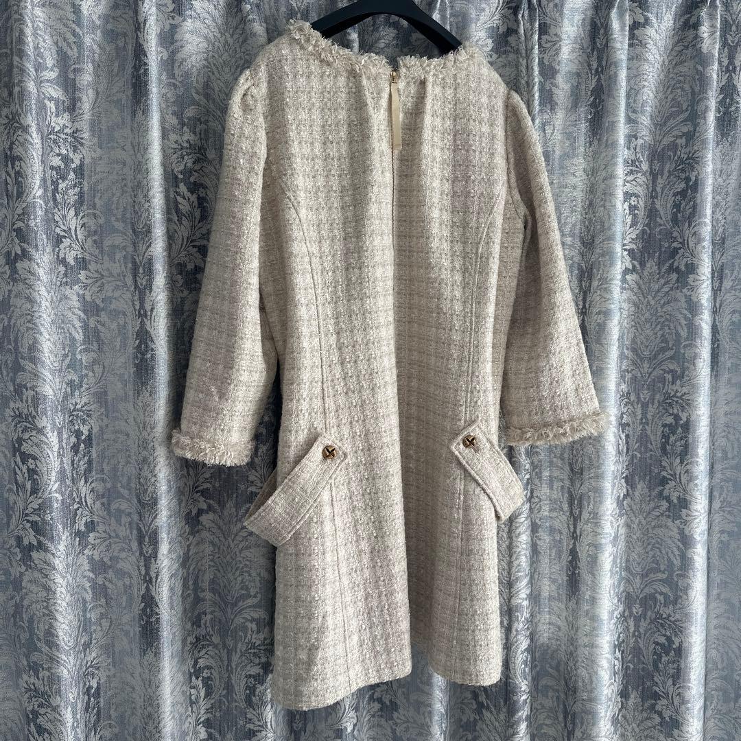 美品　大きいサイズ46 ローズティアラ　ツイードワンピース