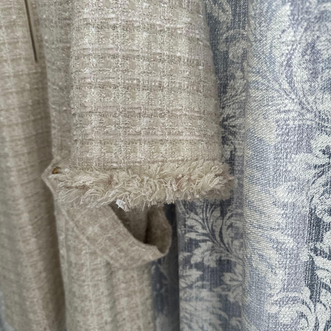 美品　大きいサイズ46 ローズティアラ　ツイードワンピース