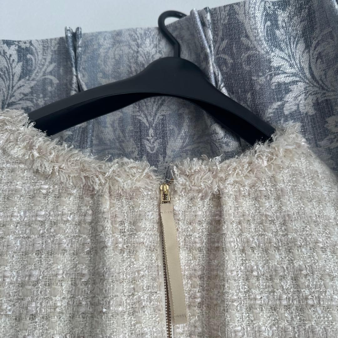 美品　大きいサイズ46 ローズティアラ　ツイードワンピース