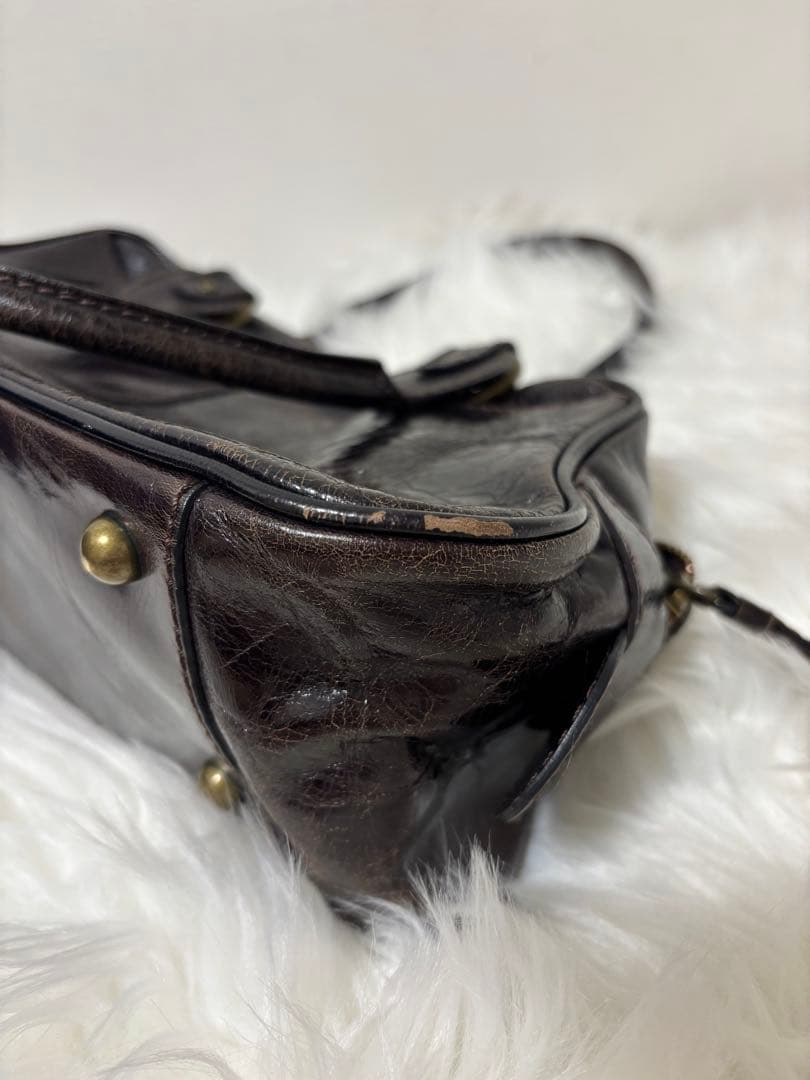 ANNA SUI レザー ハンドバッグ ダークブラウン　アナスイ