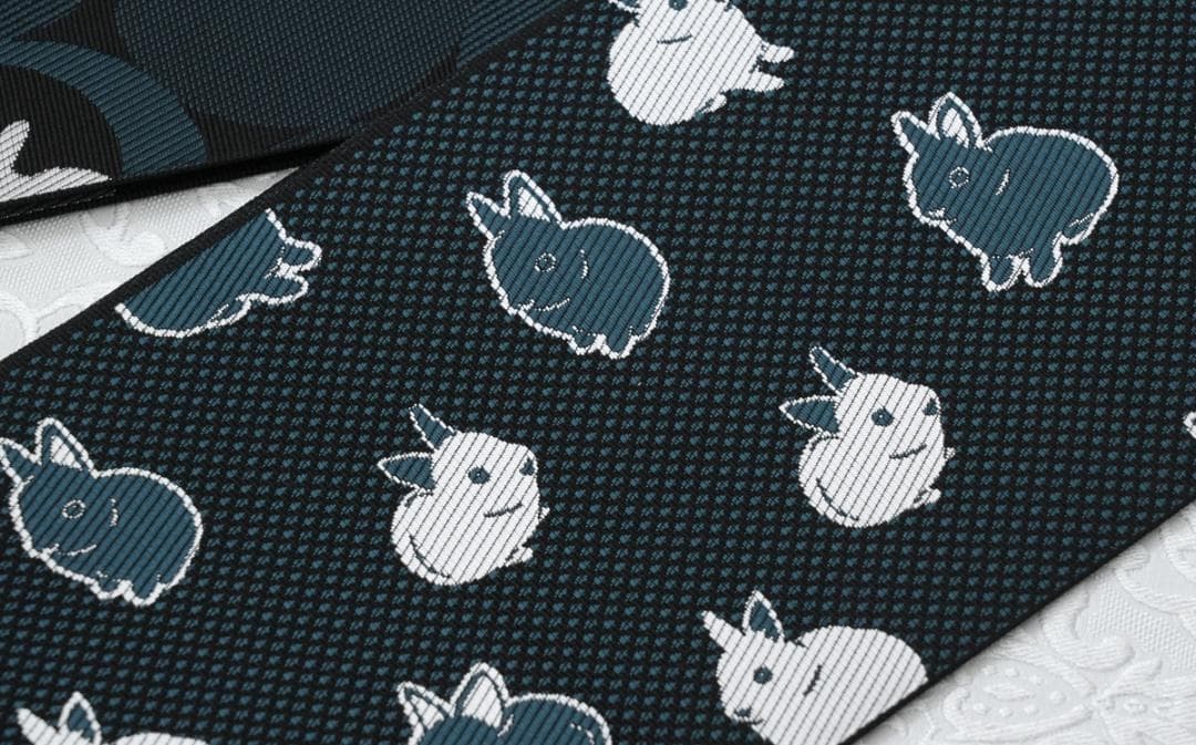 限定柄！新品 博多織 協和織 両面長尺小袋帯 半幅帯 ウサギ柄③ 口とじ加工込