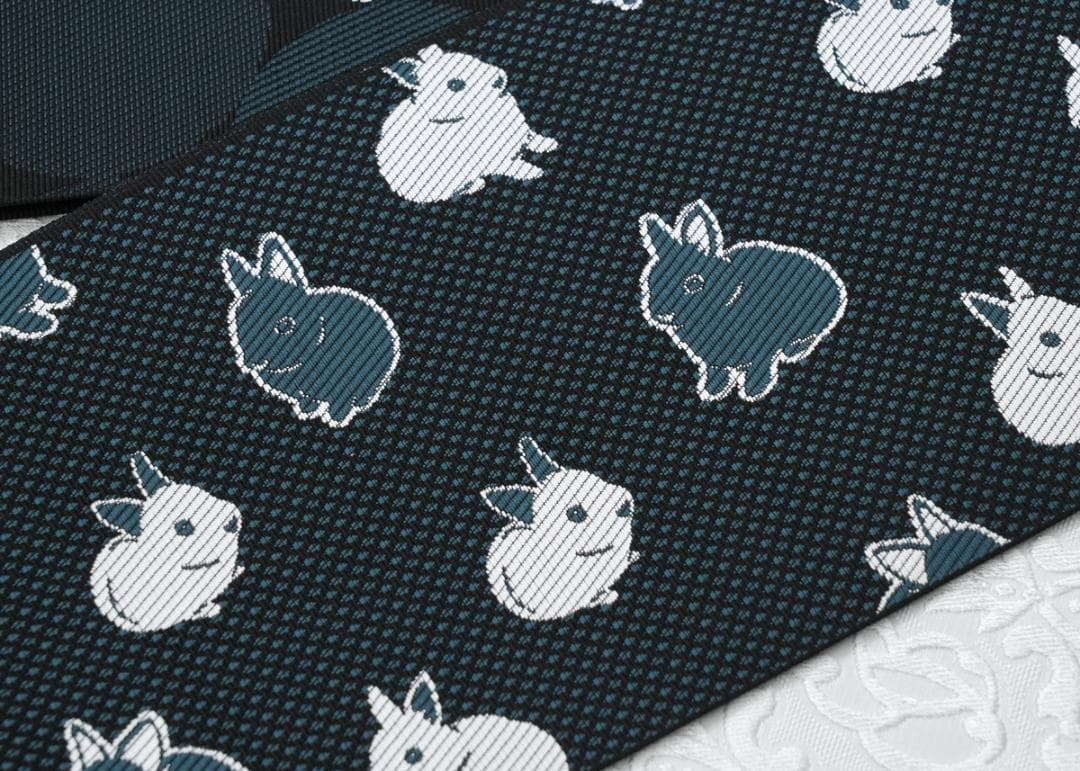 限定柄！新品 博多織 協和織 両面長尺小袋帯 半幅帯 ウサギ柄③ 口とじ加工込