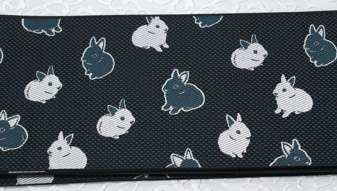 限定柄！新品 博多織 協和織 両面長尺小袋帯 半幅帯 ウサギ柄③ 口とじ加工込