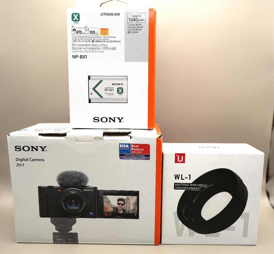 SONY ZV-1 本体と広角レンズ、バッテリーセット